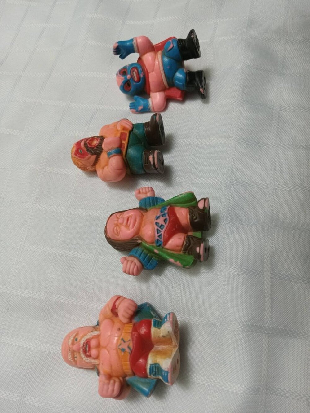 Vintage 1986 Four (4) Mini Wrestler 1.5" Rubber PVC Figure Figurine Toy